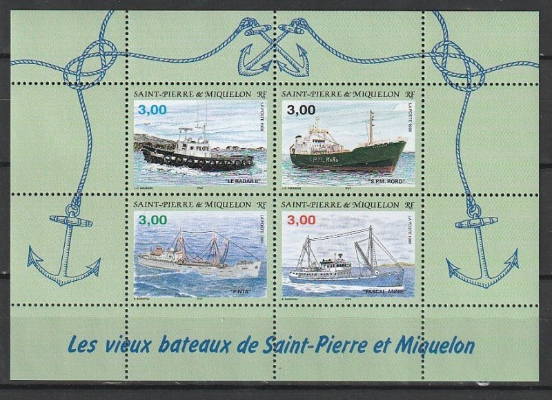 1996 St. Pierre and Miquelon - Sc 628 - MNH VF - 1 MS - Ships