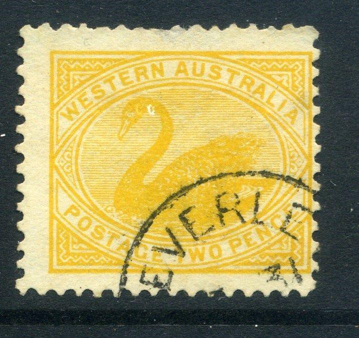 WESTERN AUSTRALIA Early 1900s Swan Type 2d. used Town POSTMARK, Beverley 