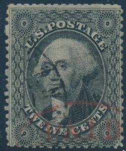 #36 12c 1857 F-VF USED RED & BLACK CANCELS WITH APS CERT CV $325+ BU7589