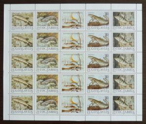 1990 YUGOSLAVIA - FISHES - 5 SETS - COMPLETE SHEET R! animal fauna fish J1