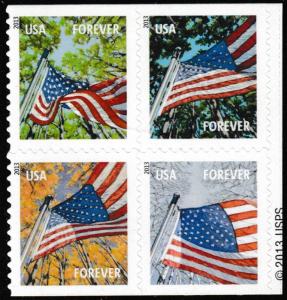 US 4782-4785 4785c Old Glory for All Seasons F block 4 from SSP BK20 MNH 2013