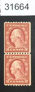 US STAMPS  #488 COIL PAIR MINT OG NH LOT #31664