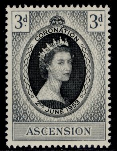 ASCENSION QEII SG56, 3d 1953 CORONATION, LH MINT.