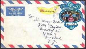 TONGA 1976 cover to NZ - self adhesives - 16s Girl Guides..................32916