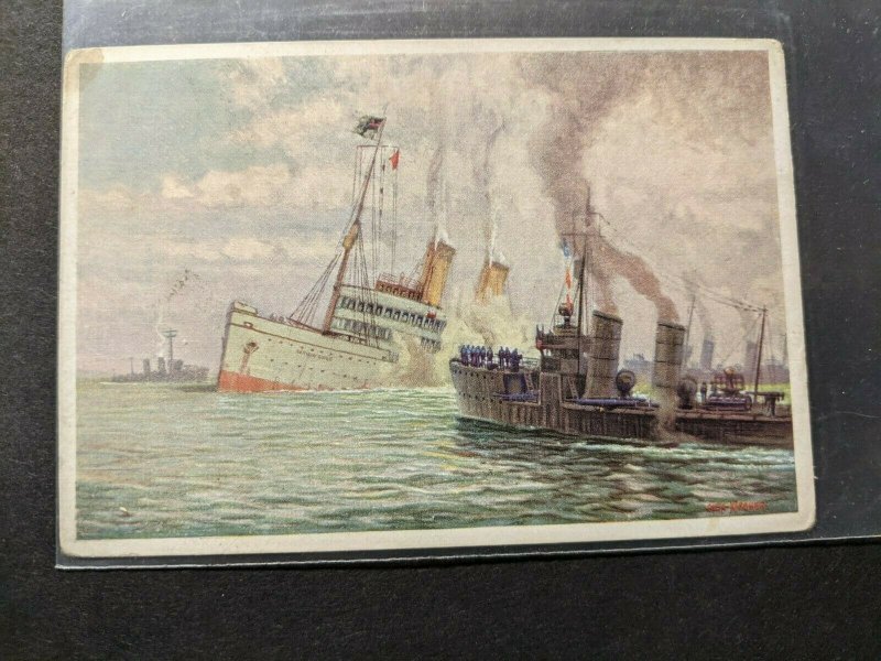 WWI German Mine Laying Vessel KONIGIN LUISE Naval Card SUNK