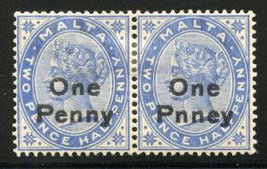 MALTA SCOTT #20 & 20a PAIR   MINT HINGED --SCOTT VALUE $35.00 JUST FOR 20a