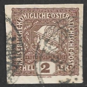 AUSTRIA 1916 2h MERCURY Newspaper Stamp Sc P19 VFU