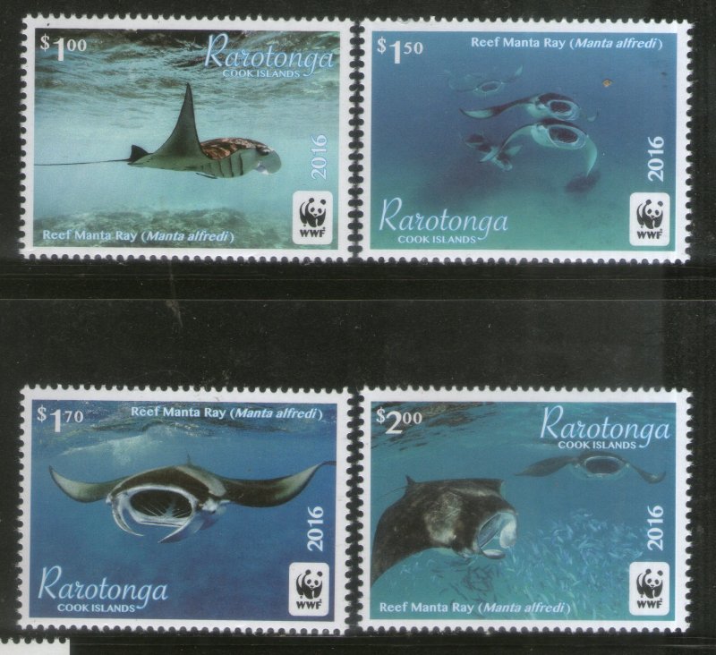 Rarotonga Cook Islands 2016 WWF Mantra Ray Marine Life Animal 4v MNH # 1119