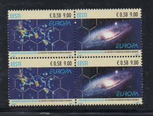 Estonia Sc 617 2009 Europa Astronomy stamp mint NH block of 4