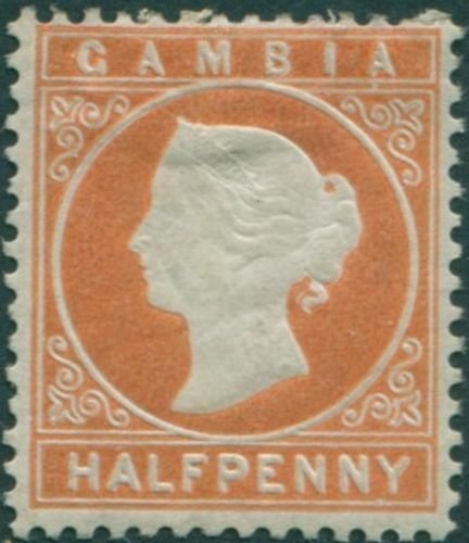 Gambia 1886 SG11B ½d orange QV MH