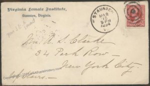 Virginia 1894 Staunton Virginia Female Institute Cover 111618