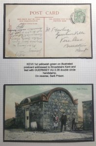 1909 Guernsey Channel Island England Picture Postcard Cover To Kent Sark Prison