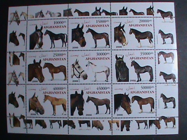 AFGHANISTAN STAMP -2000 WORLD FAMOUS HORSES- MNH SHEET - VERY FINE