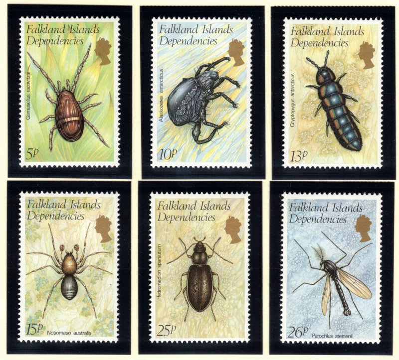 FALKLAND DEPENDENCIES 1982 Insects; Scott 1L66-71, SG 102-07; MNH