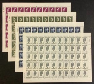 GREENLAND #102-5, Complete Eskimo Figures set in Sheets of 50, NH, VF Scott $550