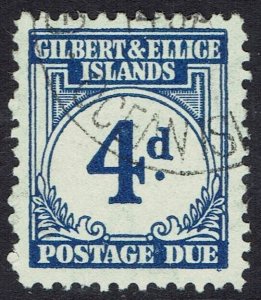 GILBERT AND ELLICE ISLANDS 1940 POSTAGE DUE 4D USED