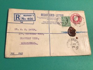 King George V 1928 Manchester registered letter with wax seal A10560