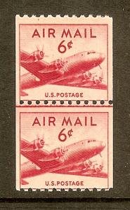 United States, Scott #C41; 6c DC-4 Airmail, Joint Line Pair, MNH