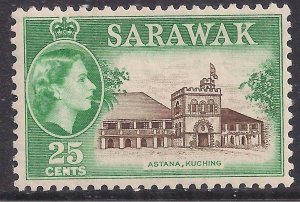 Sarawak 1957 QE2 25 ct Sepia & Green Umm SG 197 ( J852 )