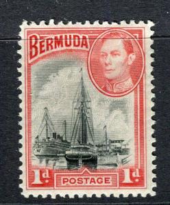 BERMUDA; 1938 early GVI issue fine Mint hinged 1d. value