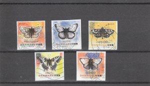 Denmark  Scott#  1868-1872  Used On Piece  (2021 Endangered Butterflies)
