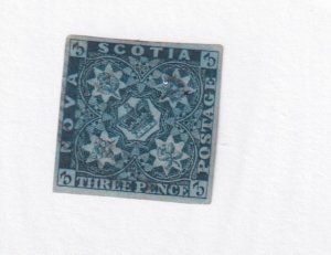 NOVA SCOTIA # 3 VF- XTRA LIGHT USED 3p IMPERF CAT VALUE $400