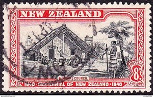 NEW ZEALAND 1940 KGVI 8d Black & Red SG623 Used