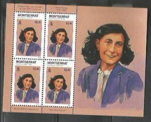 MONTSERRAT - 1998 - Anne Frank - Perf 4v Min Sheet - Mint Never Hinged