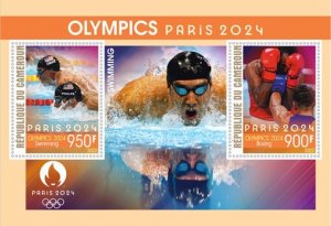 Stamps. Olympics games in Paris 2024 Cameroun 2022 year 1+1 sheet perforated