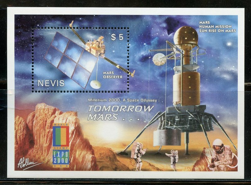 NEVIS TOMORROW MARS SOUVENIR SHEET MINT NH 