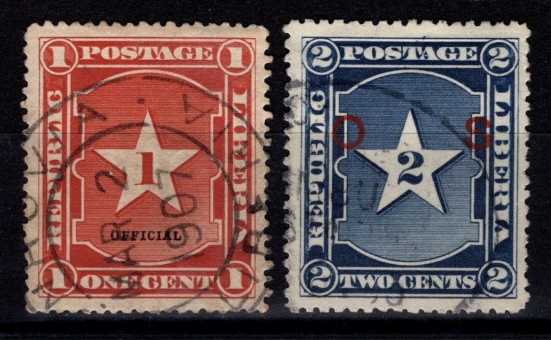 Liberia 1892 Definitives, 1c Red & 2c Blue [Used]