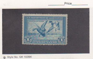 Scott # RW1 1934 $1 Federal Duck Stamp (MDG) blue CV$300.00 with crease