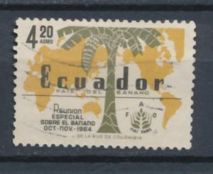 Ecuador 1964 Scott C427 used - 4.20s, World map & banana tree