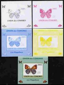 Comoro Islands 2009 Butterflies #5 individual deluxe shee...