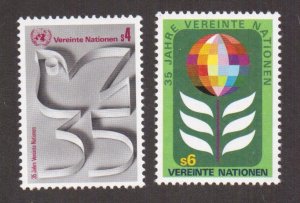 United Nations Vienna  #12-13  MNH  1980  anniversary UN   dove   flower