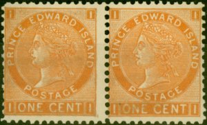 Prince Edward Island 1872 1c Orange SG34 Very Fine MNH Pair