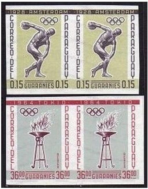 Paraguay 707-714 imperf pairs, MNH. Mi 1111-1118. Olympic Games, History, 1962.