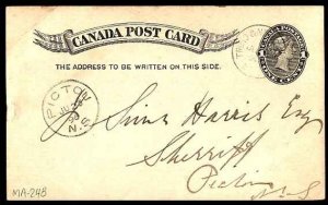 Canada-cover #11883 -1c QV postcard [ P14 ]-Truro & New Glascow / MC [ MA248