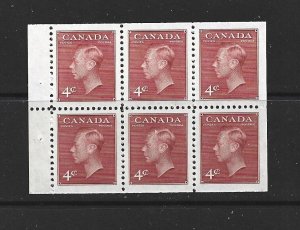 CANADA - 1950 KING GEORGE VI FOUR CENT BOOKLET PANE - SCOTT 287b - MNH