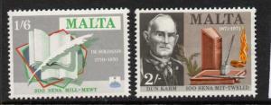 Malta 423-4 MNH Quill, Book, poet