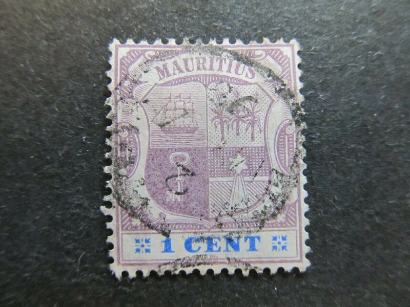 A4P43F52 Mauritius 1895-99 Wmk Crown CA 1c used