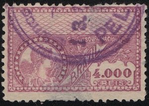 BRAZIL  Used 5,000r Revenue stamp VF, violet cancel