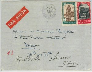 40077 - FRENCH SouD@N - POSTAL HISTORY - Airmail COVER to FRANCE 1936-