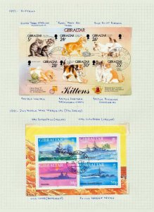 GIBRALTAR 1997/98 sheets cats ships butterflies airs used (apx 60 items) RAZ730