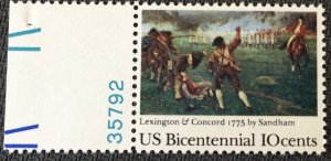 US MNH #1563 PN Single Battle of Lexington & Concord SCV $.25