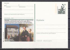 Germany, 1989 issue. F. Schiller, Music Postal Card.. ^