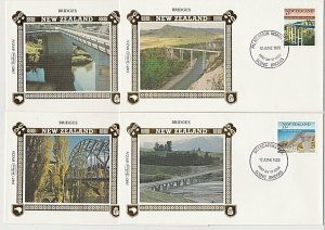 NEW ZEALAND 1985 Bridges set of 4Benham silk FDCs...........................U974