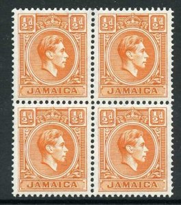 Jamaica SG121b 1/2d Orange A BLOCK of FOUR U/M