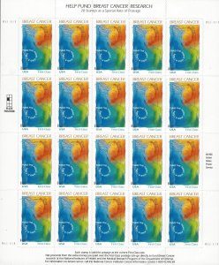 US Scott #B1 Semi-Postal Mint 1998 Breast Cancer Research Sheet of 20 Stamps