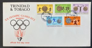 1972 Trinidad & Tobago First Day Cover FDC Munich XX Olympic Games